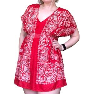 Ariat | Dresses | Nwt Ariat Red White Bandana Vneck Tunic Mini Dress Blouse  Western Size Xl | Poshmark